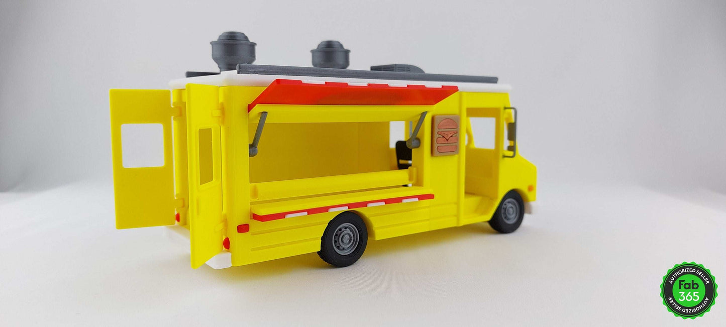3D Printed Burger Food Truck Model: Collectible 1/48 Scale Replica - 3DEvricPrinting