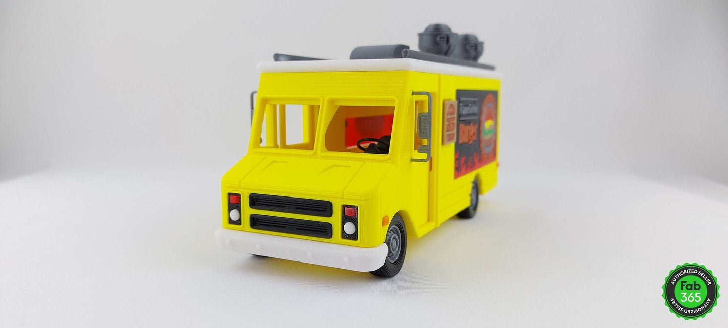 3D Printed Burger Food Truck Model: Collectible 1/48 Scale Replica - 3DEvricPrinting