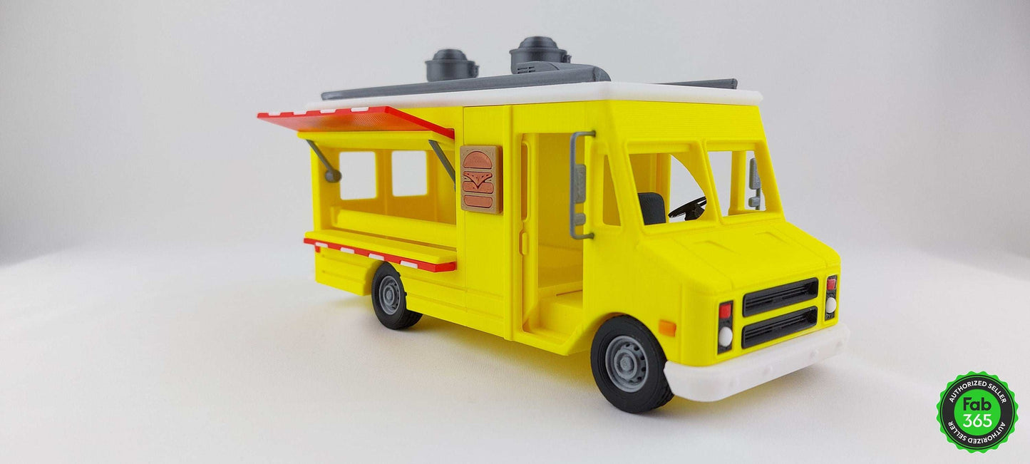 3D Printed Burger Food Truck Model: Collectible 1/48 Scale Replica - 3DEvricPrinting