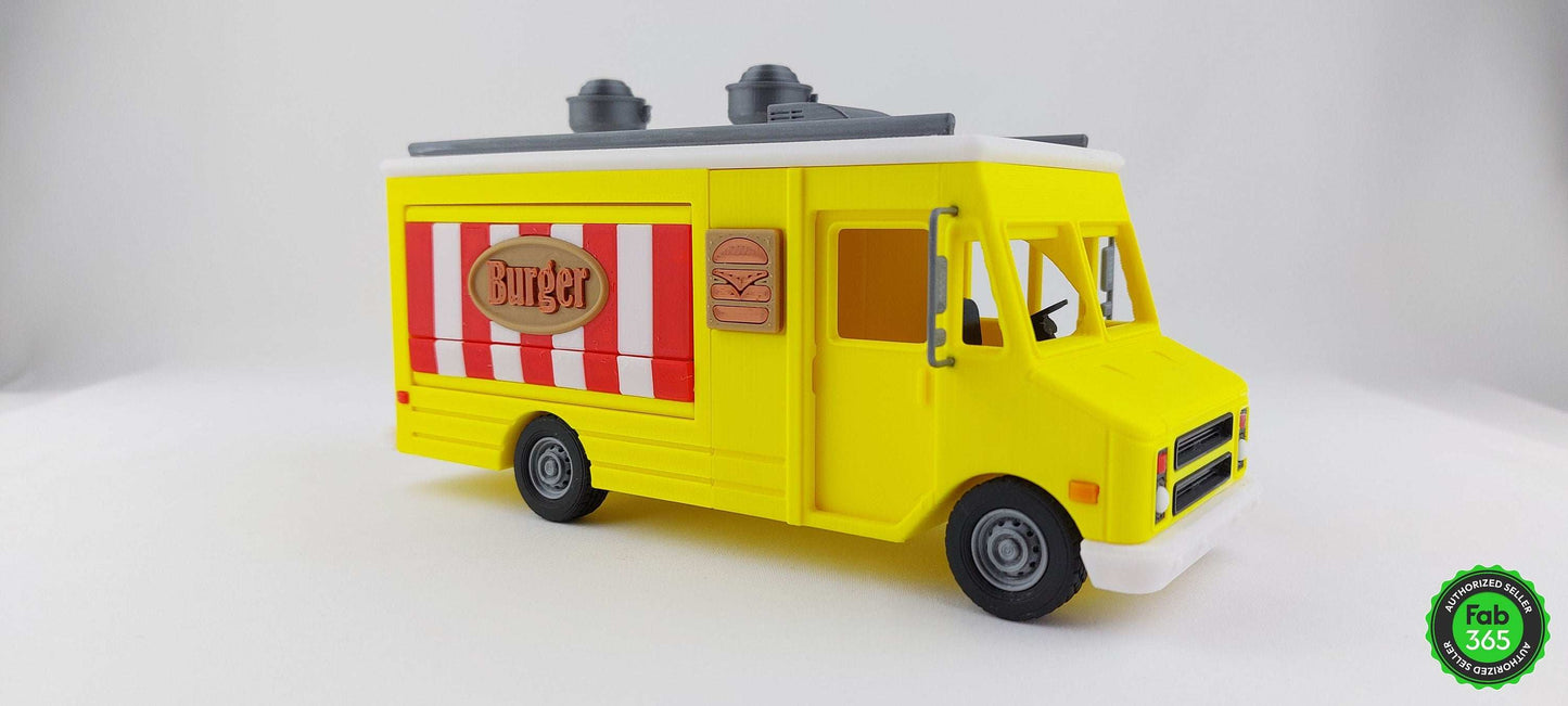 3D Printed Burger Food Truck Model: Collectible 1/48 Scale Replica - 3DEvricPrinting