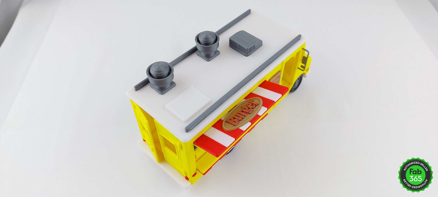 3D Printed Burger Food Truck Model: Collectible 1/48 Scale Replica - 3DEvricPrinting