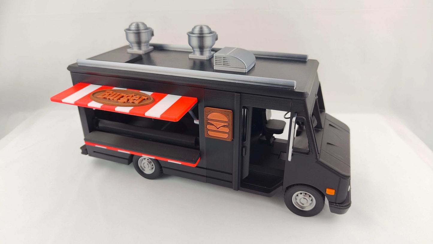 3D Printed Burger Food Truck Model: Collectible 1/48 Scale Replica - 3DEvricPrinting