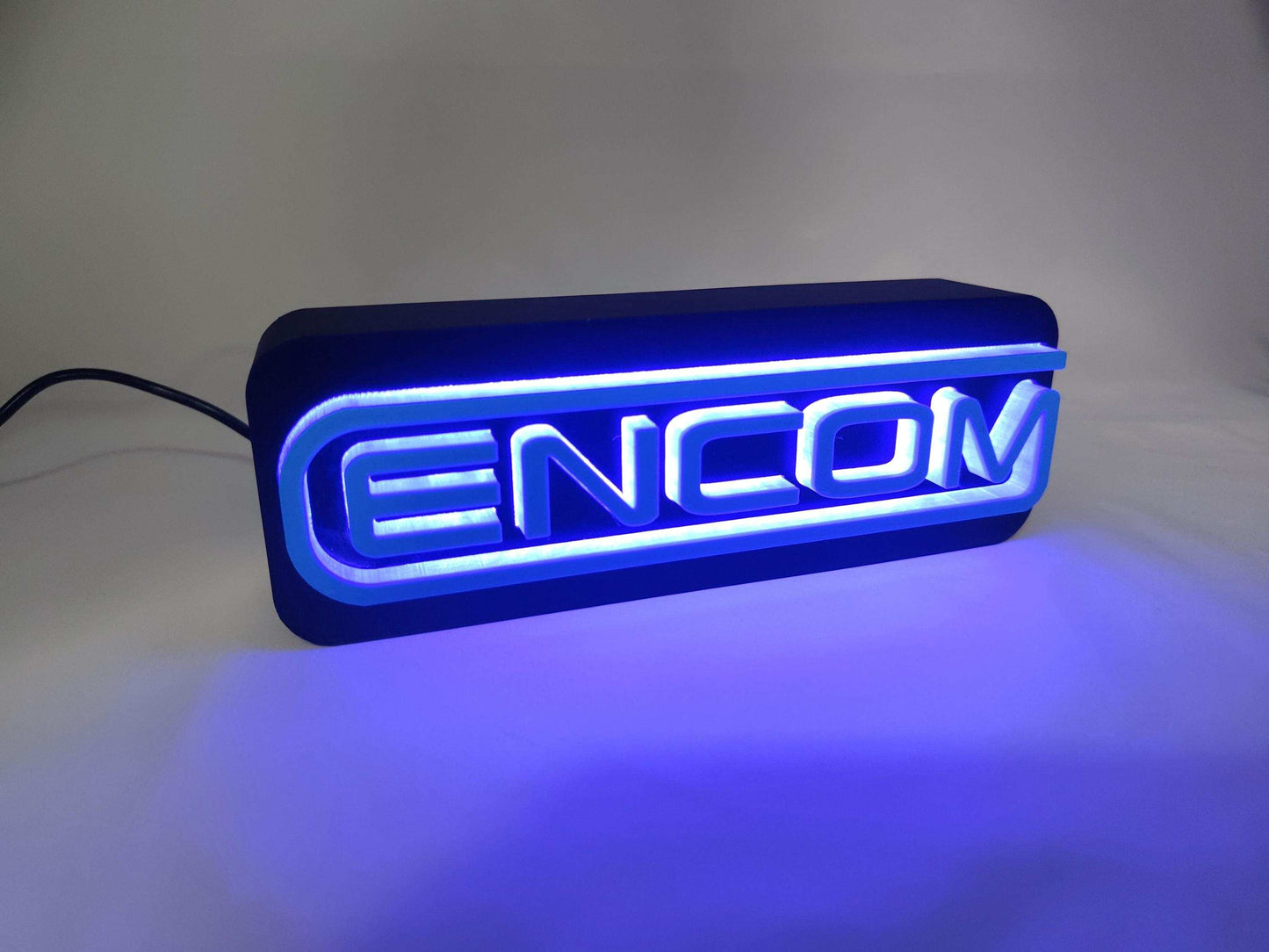 Encom Corporation Logo LED Lamp – 3D Printed Tron‑inspired Lightbox Sign, Iconic Sci‑Fi Desk Decor & Gift for Movie Fans, Gamers - 3DEvricPrinting
