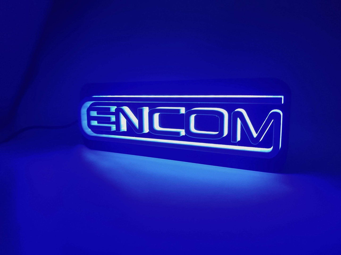 Encom Corporation Logo LED Lamp – 3D Printed Tron‑inspired Lightbox Sign, Iconic Sci‑Fi Desk Decor & Gift for Movie Fans, Gamers - 3DEvricPrinting