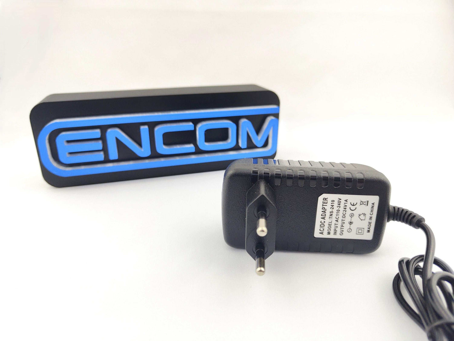 Encom Corporation Logo LED Lamp – 3D Printed Tron‑inspired Lightbox Sign, Iconic Sci‑Fi Desk Decor & Gift for Movie Fans, Gamers - 3DEvricPrinting