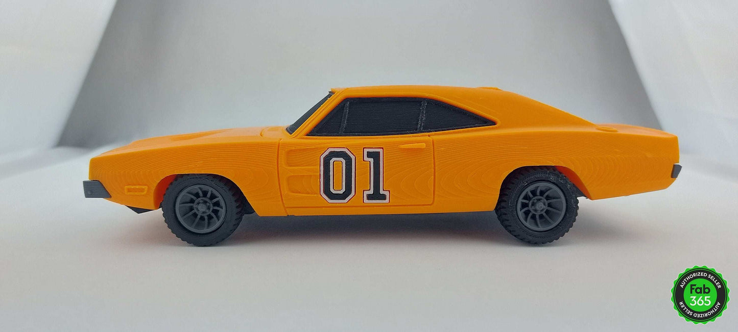 General Lee Dodge Charger 3D Printed Replica - Dukes of Hazzard Car (1/24 Scale) - 3DEvricPrinting