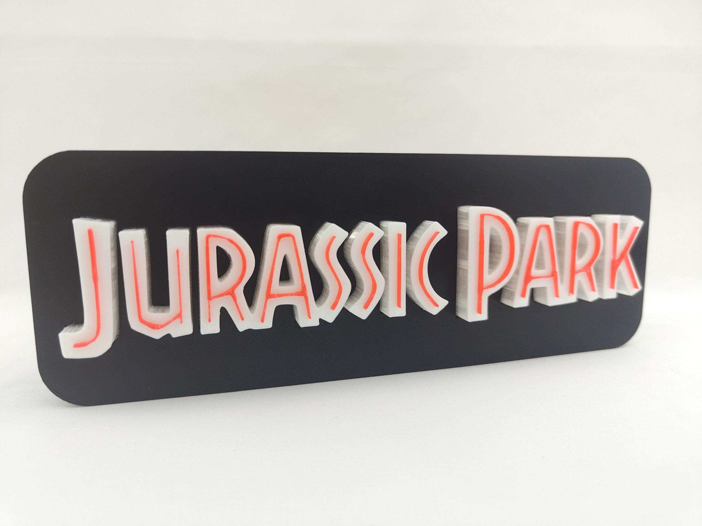 Jurassic Park Logo LED Lightbox: 3D Printed T-Rex Desk & Wall Sign - 3DEvricPrinting