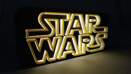 Star Wars Logo LED Lamp: Backlit Table Light, Retro Design - 3DEvricPrinting
