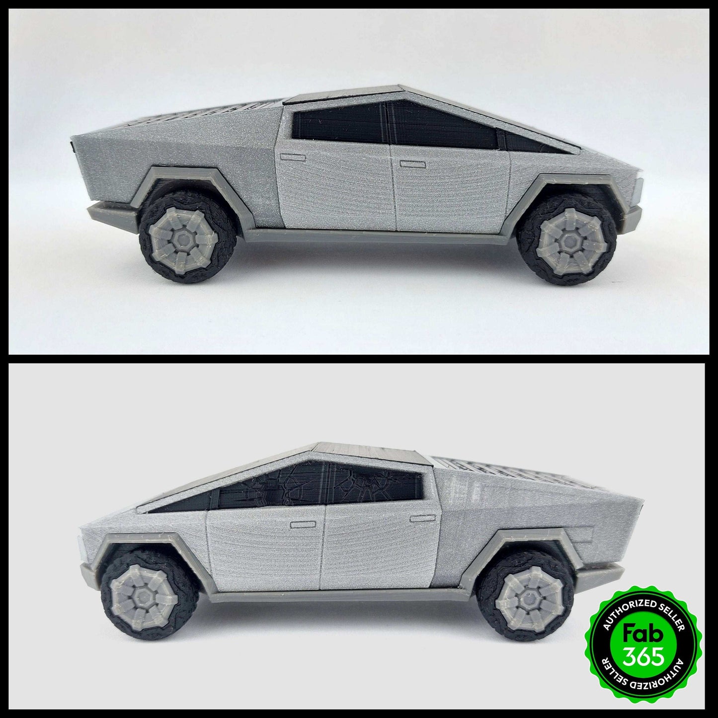 Tesla Cybertruck 3D Printed Model with Broken Windows and Rolling Bed Cover – Metallic Collectible - 3DEvricPrinting