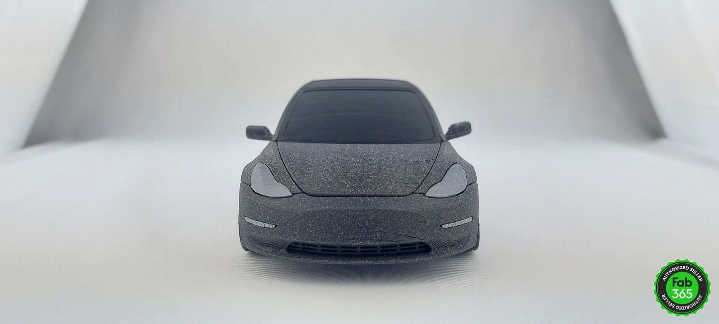 Tesla Model 3 1:24 Scale 3D Printed Replica – Metallic Black Collectible Car for Tesla Fans - 3DEvricPrinting