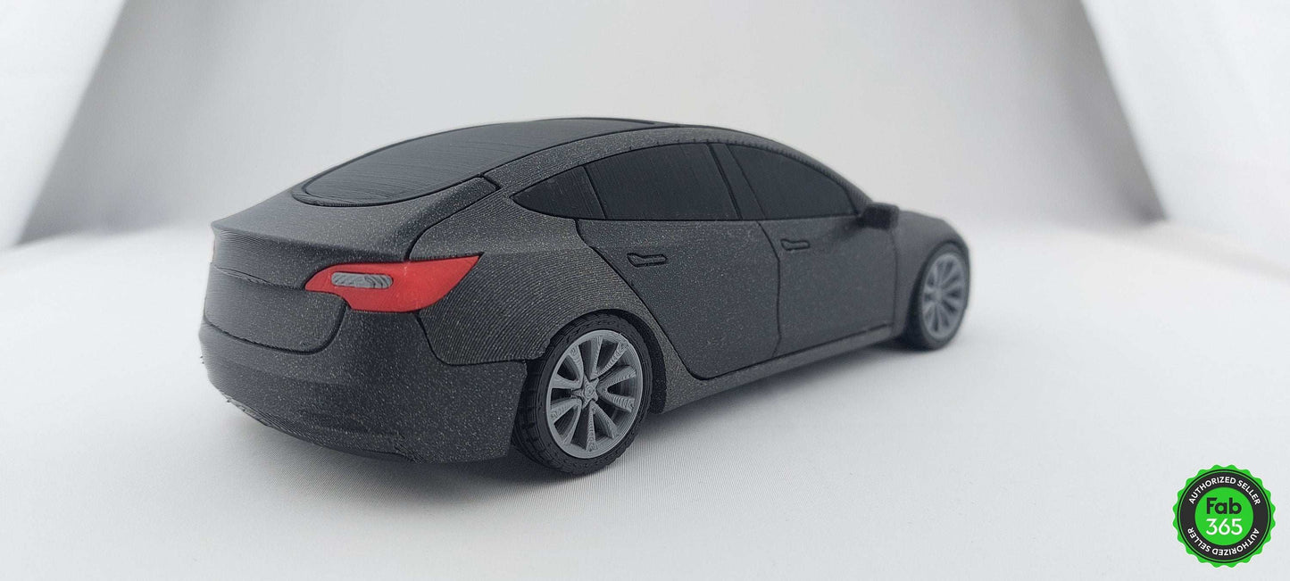 Tesla Model 3 1:24 Scale 3D Printed Replica – Metallic Black Collectible Car for Tesla Fans - 3DEvricPrinting