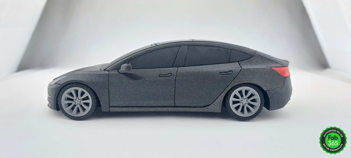 Tesla Model 3 1:24 Scale 3D Printed Replica – Metallic Black Collectible Car for Tesla Fans - 3DEvricPrinting