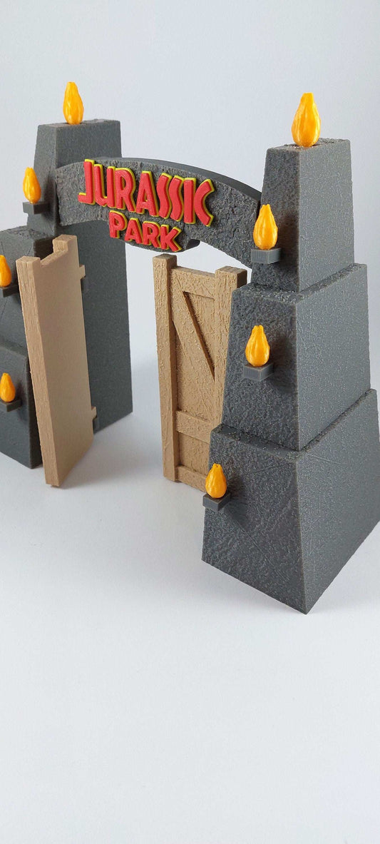 Jurassic Park Gate 3D Printed Diorama Kit 1:55 Scale – Textured Stone Replica Collectible Gift Bestseller - 3DEvricPrinting