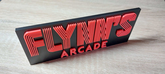 Flynn’s Arcade Tron 1982 Logo Sign – Classic Sci-Fi Movie Collectible for Retro Gaming Fans. - 3DEvricPrinting