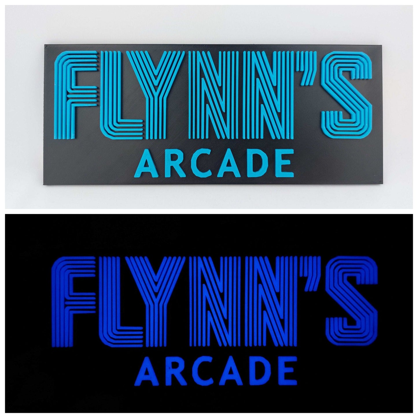 Flynn’s Arcade Tron 1982 Logo Sign – Classic Sci-Fi Movie Collectible for Retro Gaming Fans. - 3DEvricPrinting