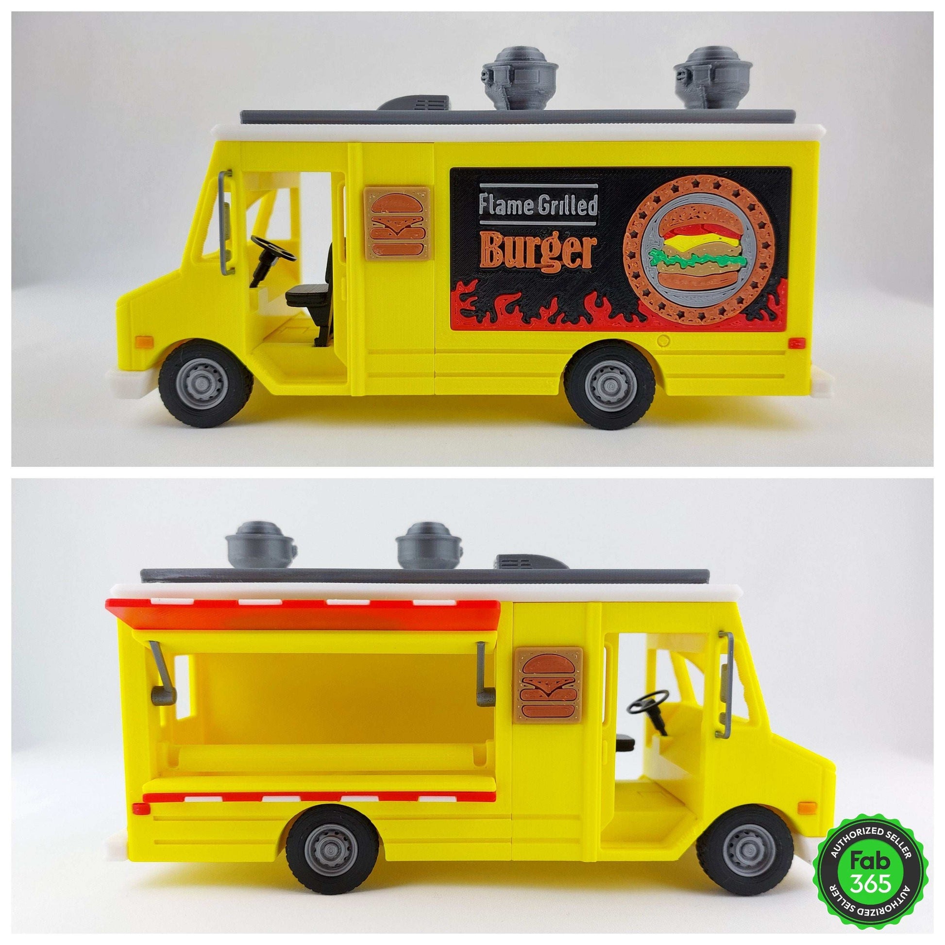 3D Printed Burger Food Truck Model: Collectible 1/48 Scale Replica - 3DEvricPrinting