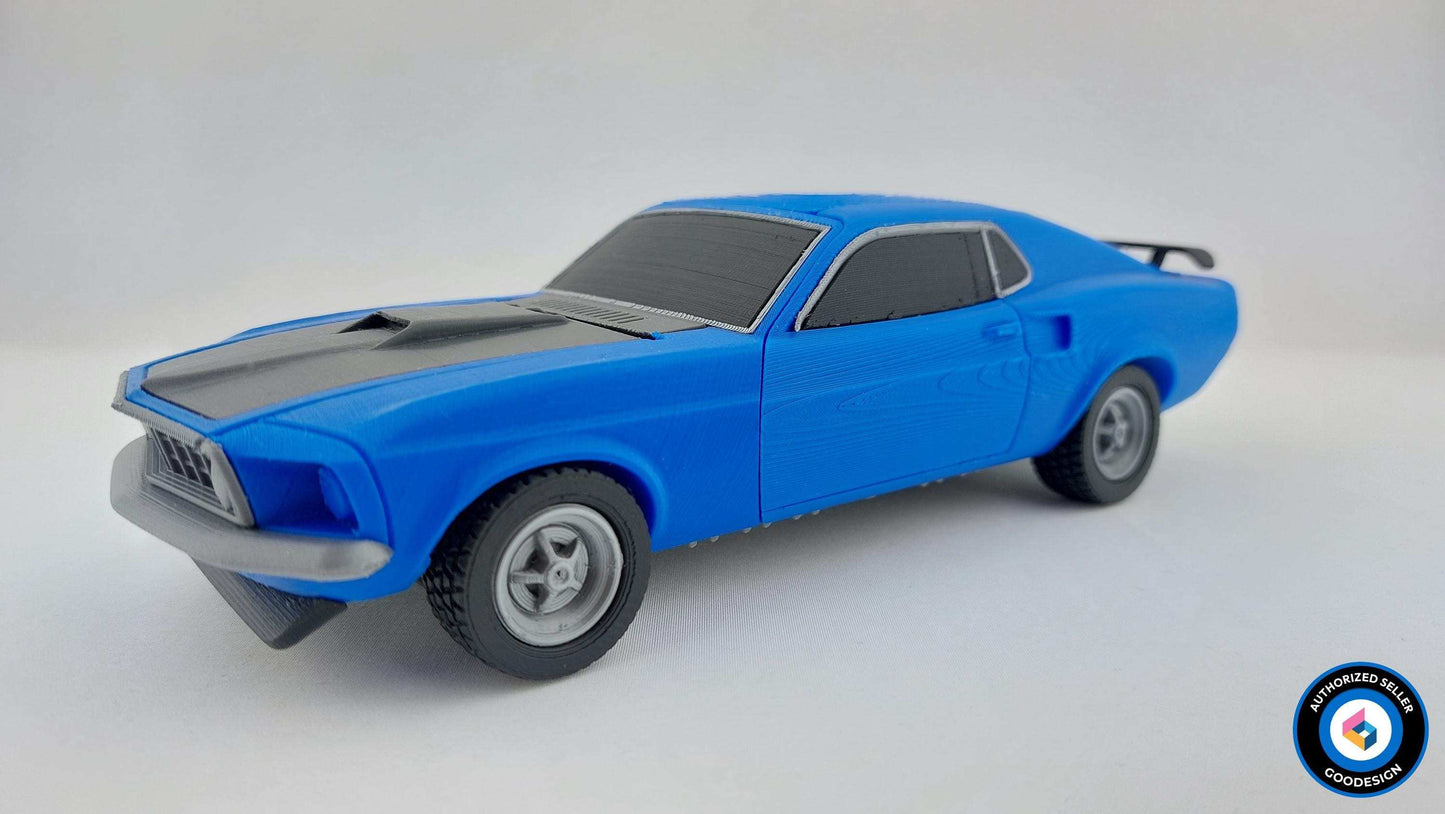 3D Printed Ford Mustang Mach-1 Replica: 1/38 Scale Muscle Car Model - 3DEvricPrinting