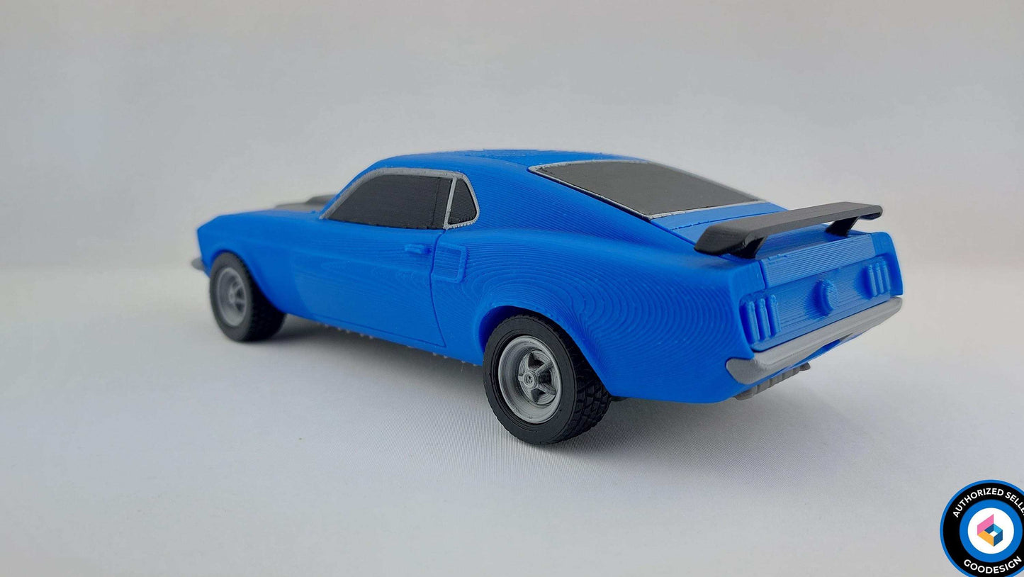 3D Printed Ford Mustang Mach-1 Replica: 1/38 Scale Muscle Car Model - 3DEvricPrinting
