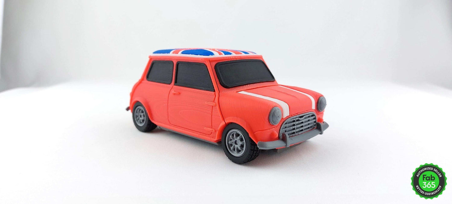3D Printed Mini Cooper Union Jack Model Car - British Collector Replica (1/24 Scale) - 3DEvricPrinting