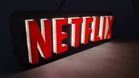 3D Printed Netflix LED Lamp: Backlit Retro Table Light - 3DEvricPrinting