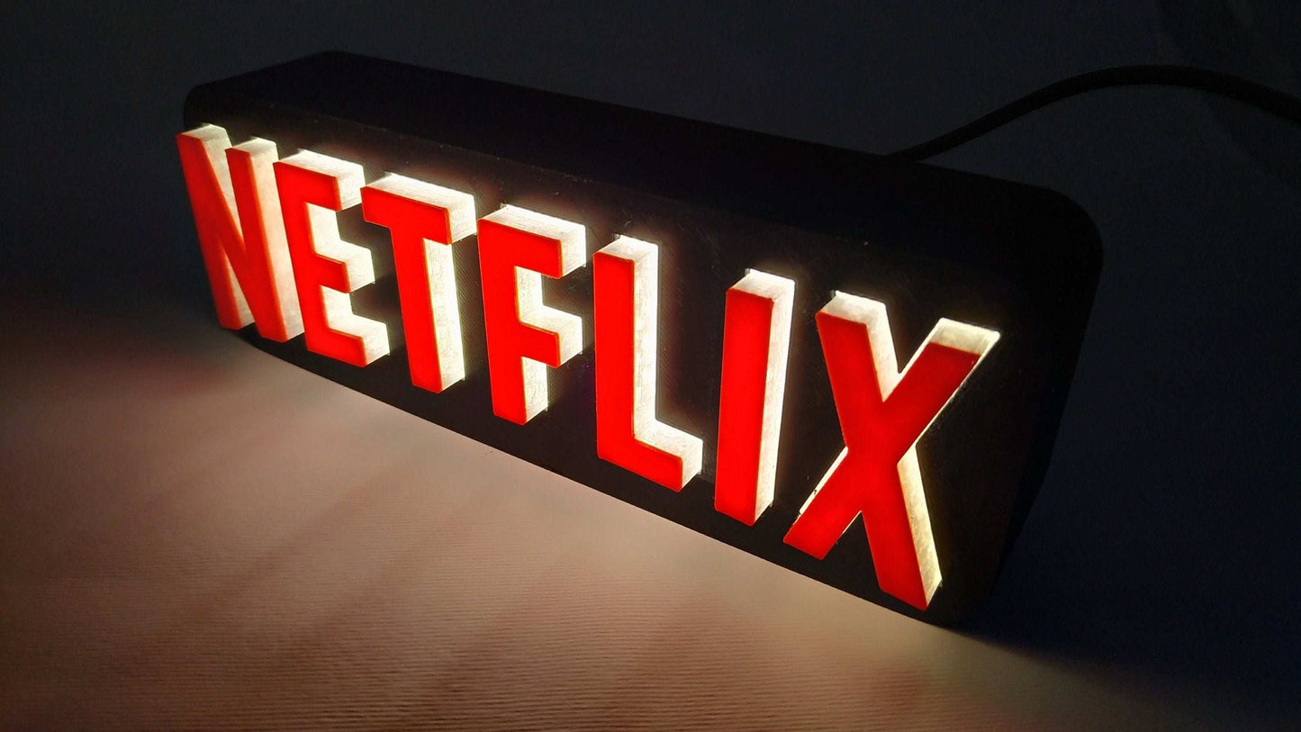 3D Printed Netflix LED Lamp: Backlit Retro Table Light - 3DEvricPrinting