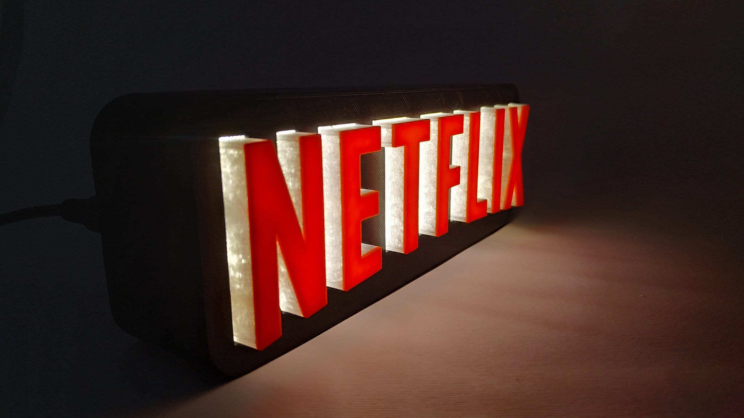 3D Printed Netflix LED Lamp: Backlit Retro Table Light - 3DEvricPrinting