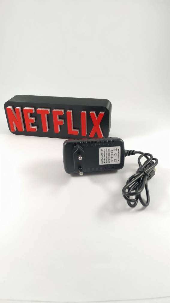 3D Printed Netflix LED Lamp: Backlit Retro Table Light - 3DEvricPrinting