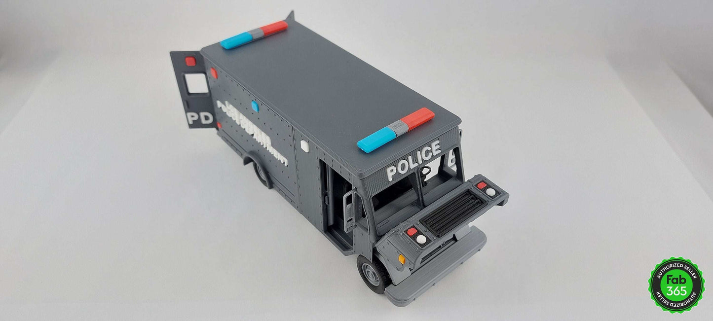 3D Printed SWAT Police Van Model: 1/48 Scale Replica - 3DEvricPrinting