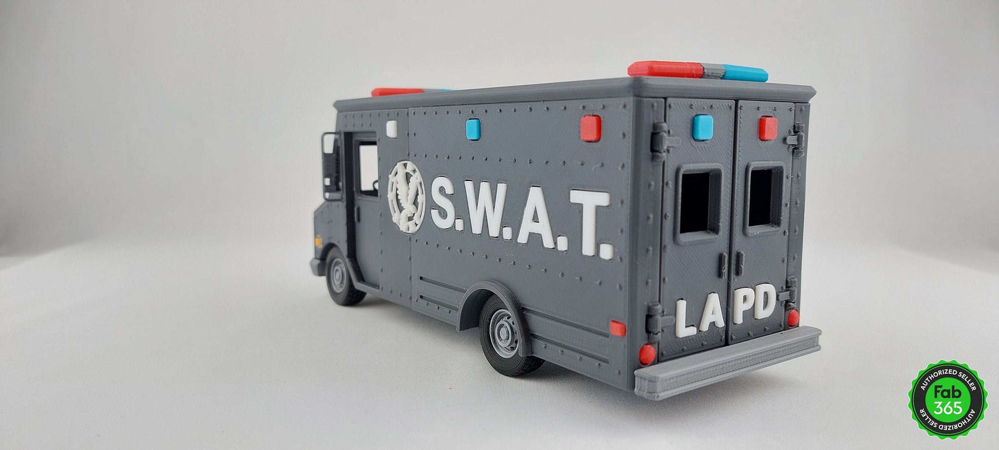 3D Printed SWAT Police Van Model: 1/48 Scale Replica - 3DEvricPrinting