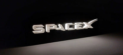 3D Printed SpaceX Logo LED Lamp: Backlit Table Night Light - 3DEvricPrinting
