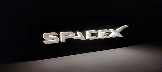 3D Printed SpaceX Logo LED Lamp: Backlit Table Night Light - 3DEvricPrinting