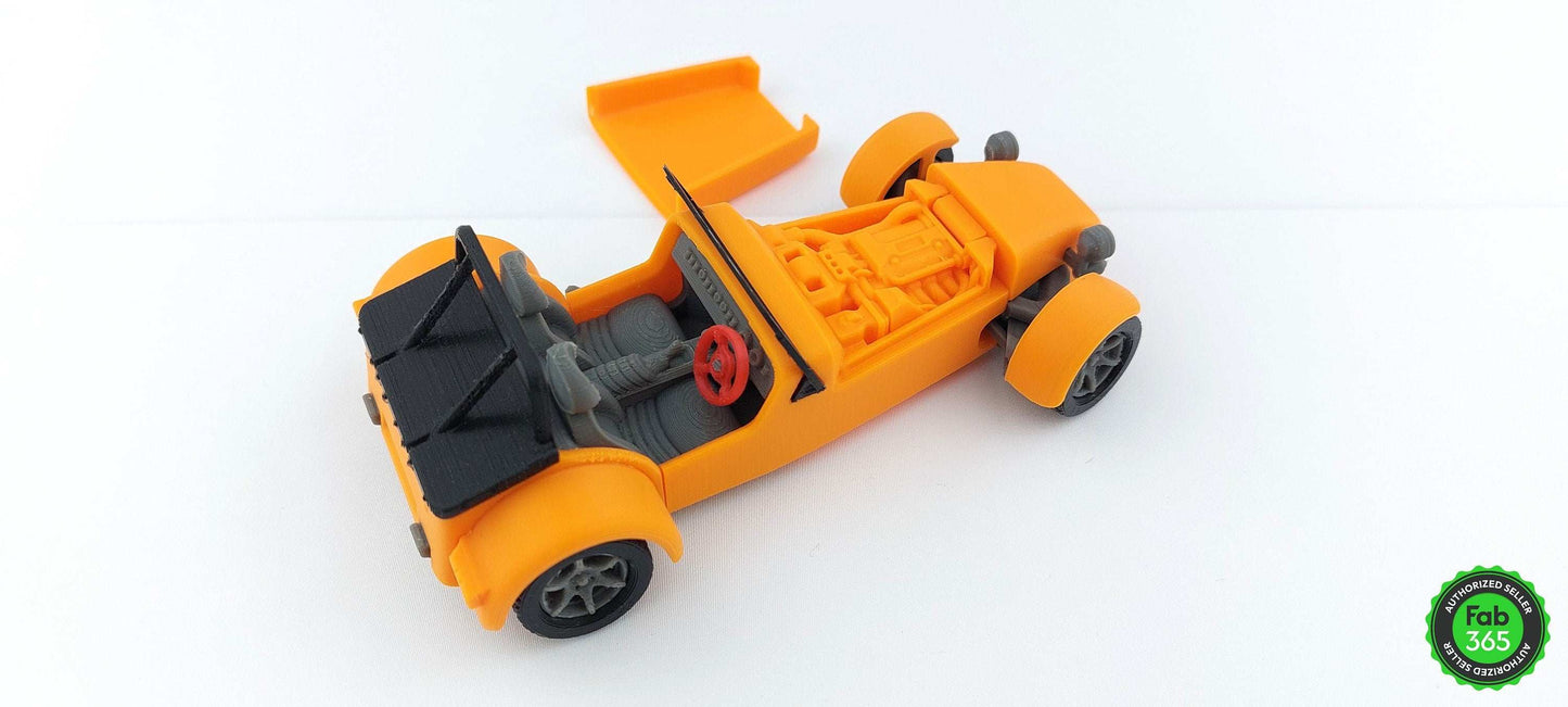 Caterham Super Seven R300 Retro Car 3D Printed Orange Replica - 3DEvricPrinting