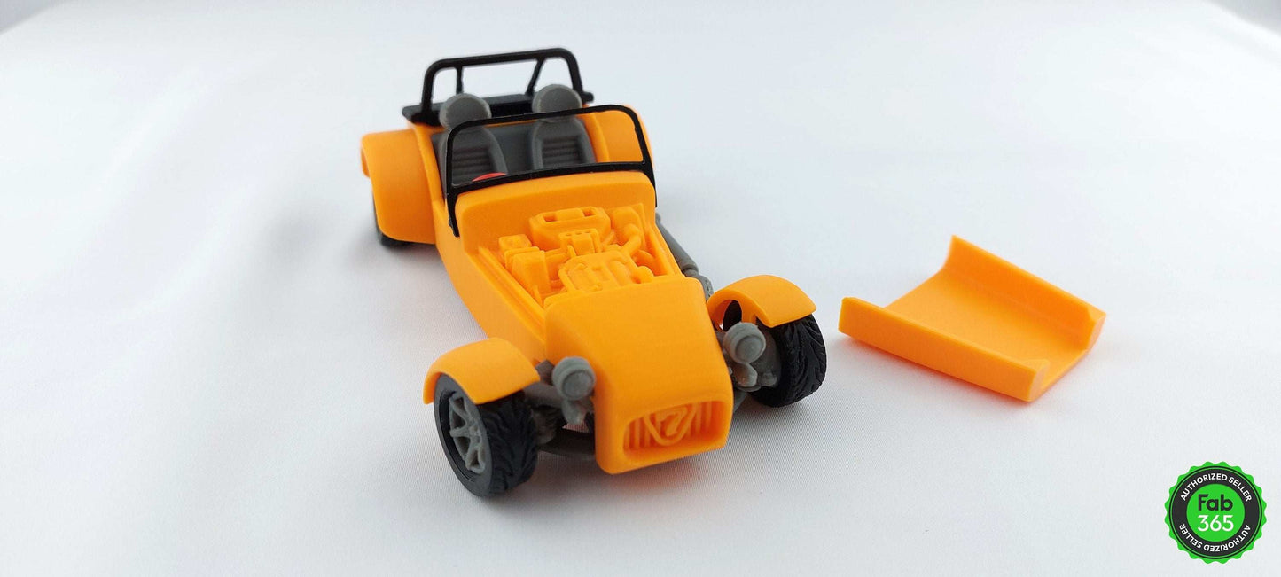 Caterham Super Seven R300 Retro Car 3D Printed Orange Replica - 3DEvricPrinting