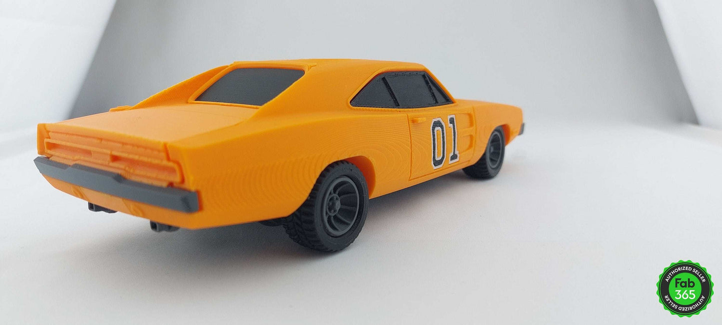 General Lee Dodge Charger 3D Printed Replica - Dukes of Hazzard Car (1/24 Scale) - 3DEvricPrinting