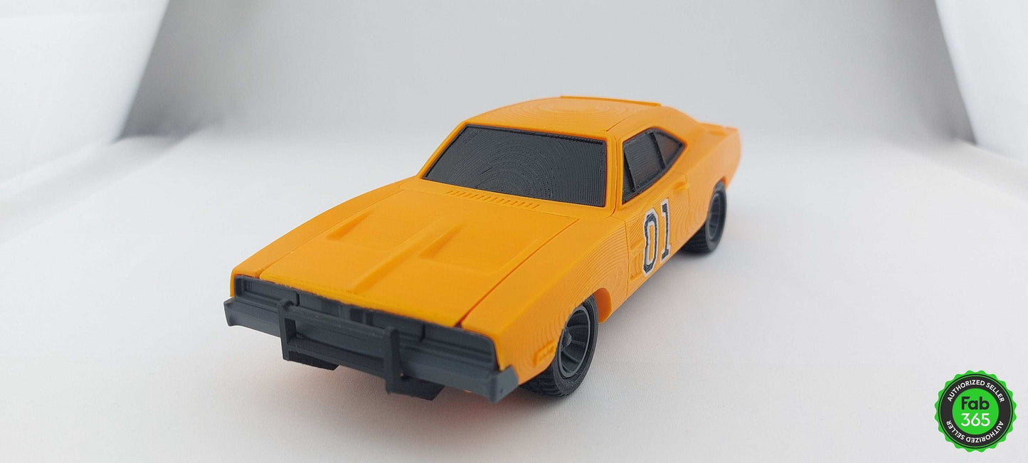 General Lee Dodge Charger 3D Printed Replica - Dukes of Hazzard Car (1/24 Scale) - 3DEvricPrinting