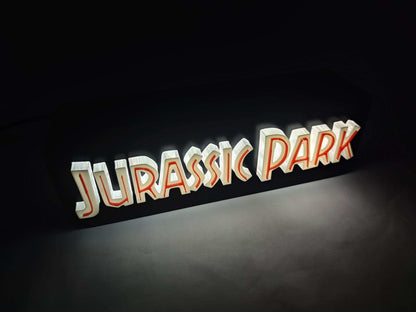 Jurassic Park Logo LED Lightbox: 3D Printed T-Rex Desk & Wall Sign - 3DEvricPrinting