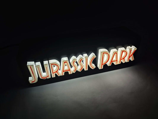 Jurassic Park Logo LED Lightbox: 3D Printed T-Rex Desk & Wall Sign - 3DEvricPrinting