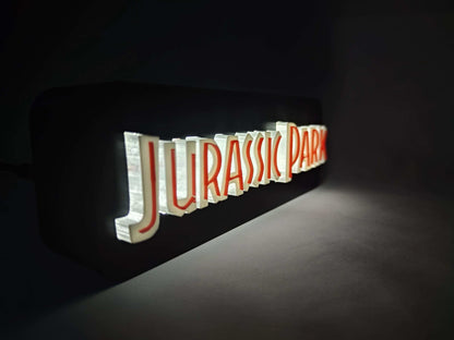 Jurassic Park Logo LED Lightbox: 3D Printed T-Rex Desk & Wall Sign - 3DEvricPrinting