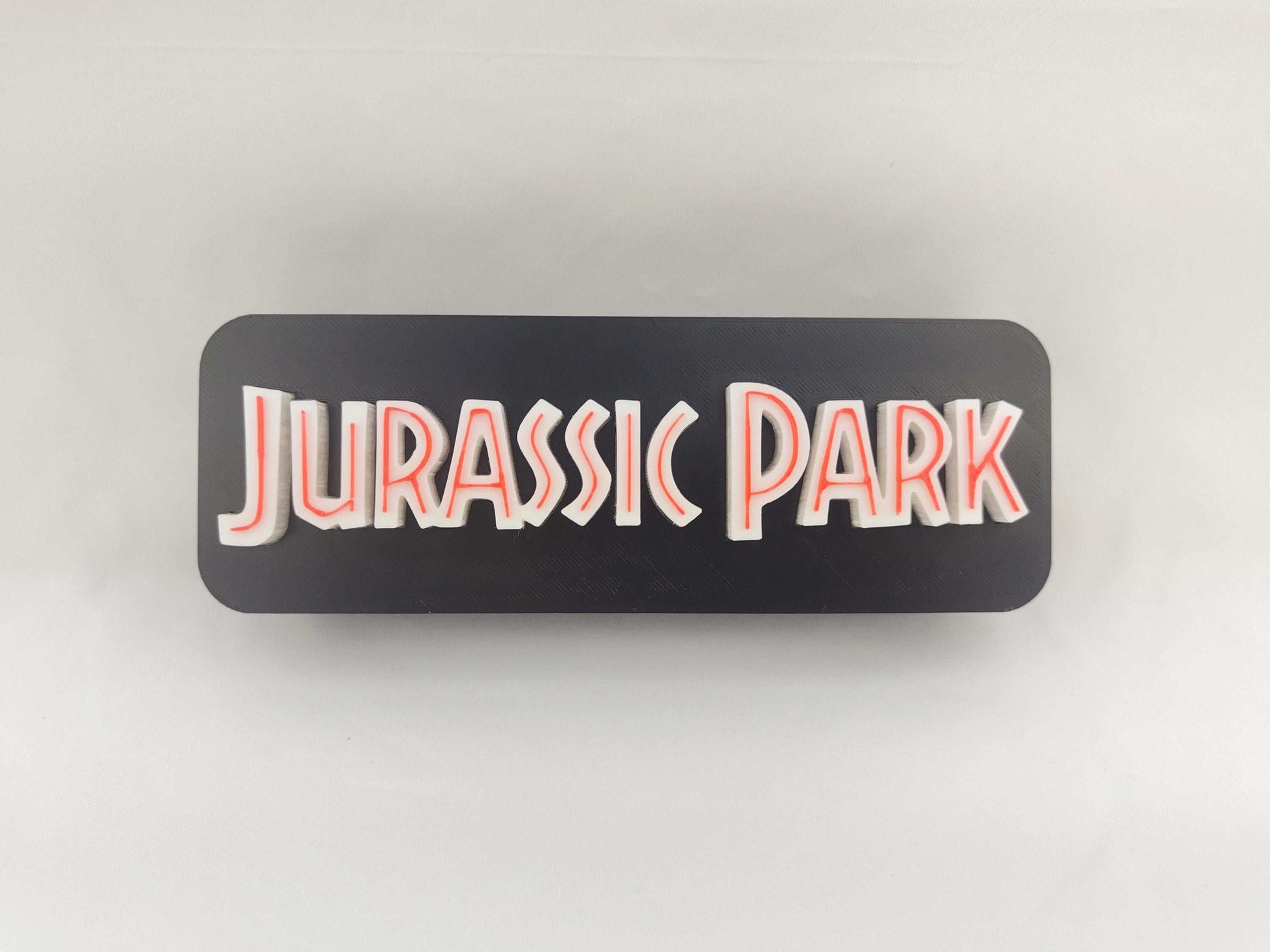 Jurassic Park Logo LED Lightbox: 3D Printed T-Rex Desk & Wall Sign - 3DEvricPrinting