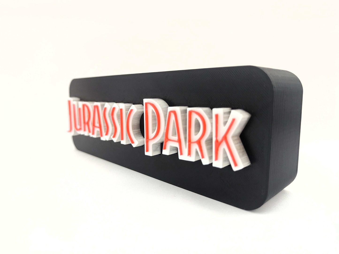 Jurassic Park Logo LED Lightbox: 3D Printed T-Rex Desk & Wall Sign - 3DEvricPrinting