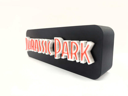 Jurassic Park Logo LED Lightbox: 3D Printed T-Rex Desk & Wall Sign - 3DEvricPrinting