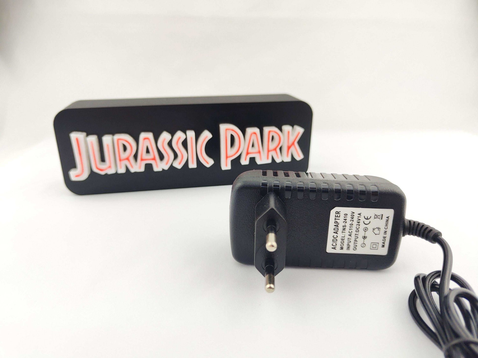Jurassic Park Logo LED Lightbox: 3D Printed T-Rex Desk & Wall Sign - 3DEvricPrinting