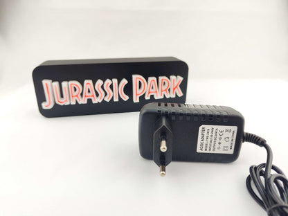 Jurassic Park Logo LED Lightbox: 3D Printed T-Rex Desk & Wall Sign - 3DEvricPrinting