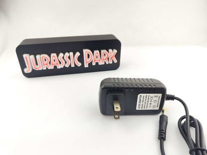 Jurassic Park Logo LED Lightbox: 3D Printed T-Rex Desk & Wall Sign - 3DEvricPrinting