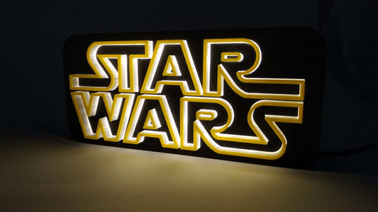 Star Wars Logo LED Lamp: Backlit Table Light, Retro Design - 3DEvricPrinting