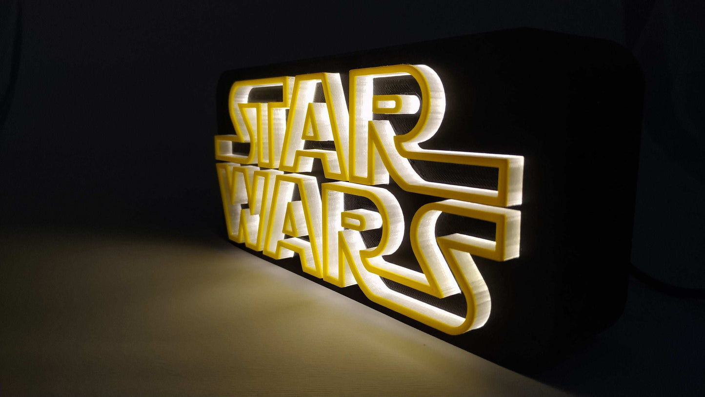 Star Wars Logo LED Lamp: Backlit Table Light, Retro Design - 3DEvricPrinting