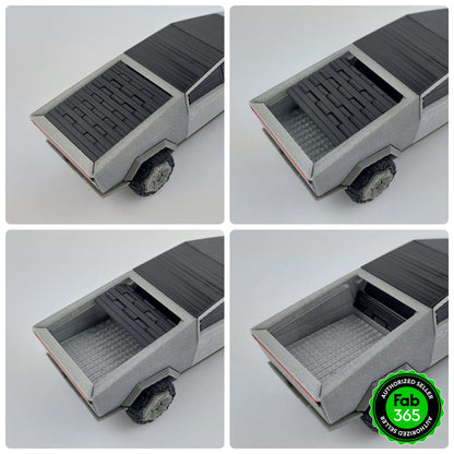Tesla Cybertruck 3D Printed Model with Broken Windows and Rolling Bed Cover – Metallic Collectible - 3DEvricPrinting