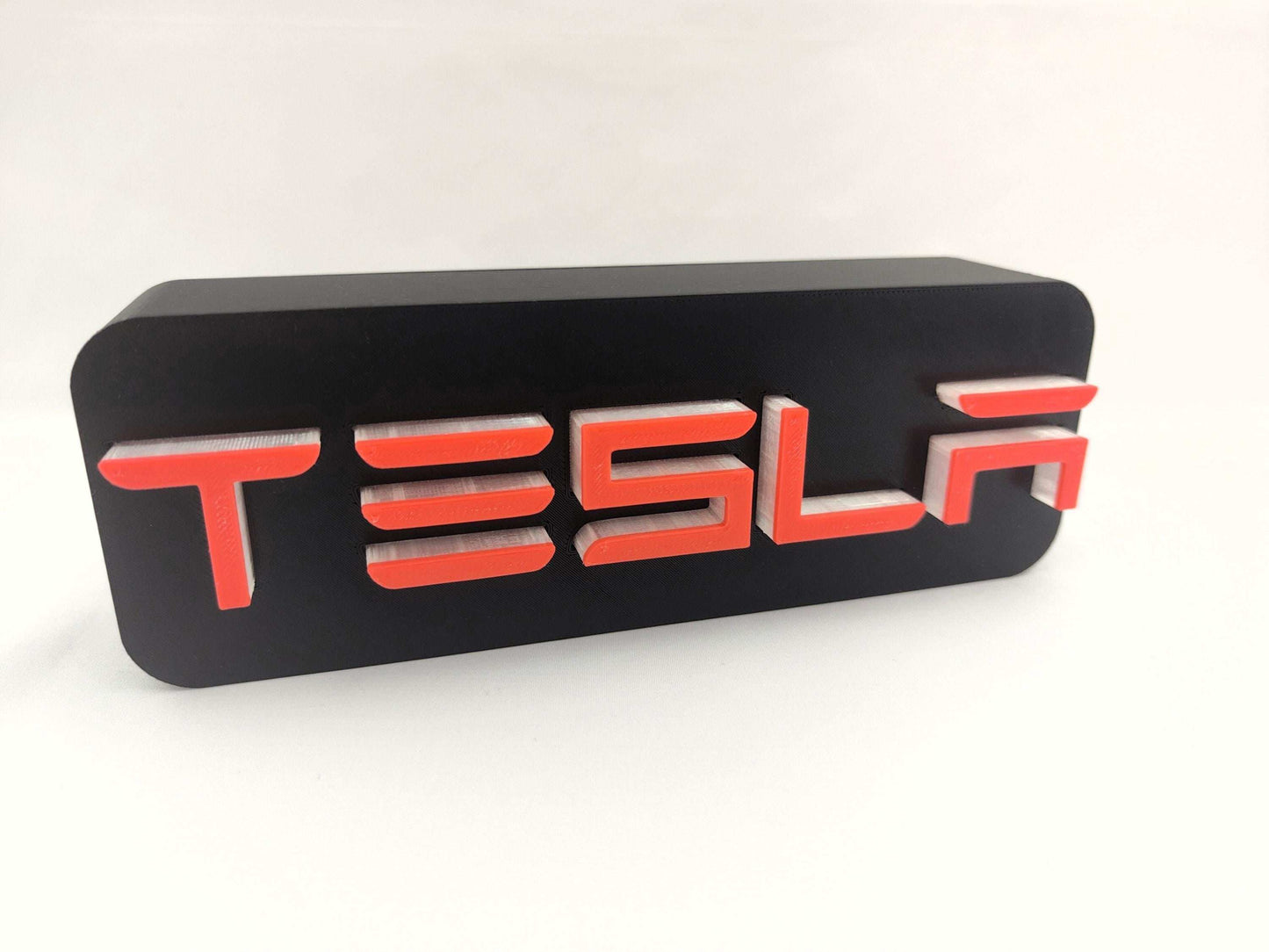 Tesla Logo LED Neon Lamp – Red and White Wall Light Sign for Garage, Office or Man Cave Decor - 3DEvricPrinting