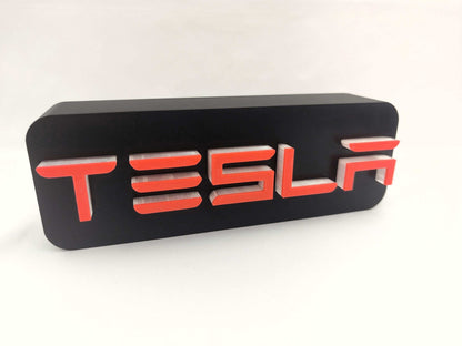 Tesla Logo LED Neon Lamp – Red and White Wall Light Sign for Garage, Office or Man Cave Decor - 3DEvricPrinting