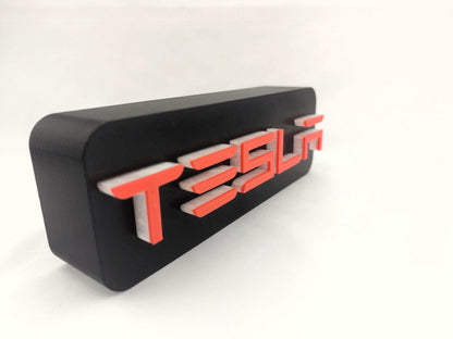Tesla Logo LED Neon Lamp – Red and White Wall Light Sign for Garage, Office or Man Cave Decor - 3DEvricPrinting